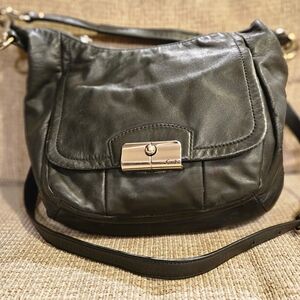 COACH Kristin Black Leather Hobo Shoulder Purse Handbag Satchel 